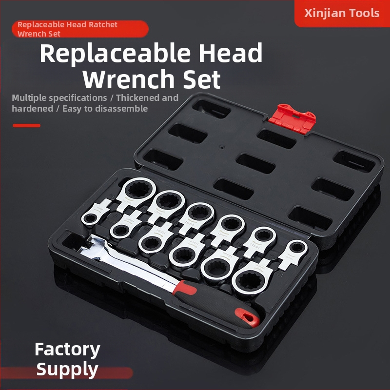 Ningbo Xinjian 12-in-1 keičiamų galvučių sraigto raktas, chrom-vanadžio plienas, poliruotas paviršius