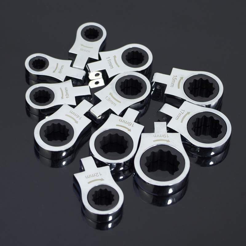 Ningbo Xinjian 12-в-1 трещотков ключ със сменяема глава, хром-ванадий стомана, полирана повърхност