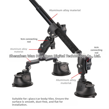 Βάση αυτοκινήτου με βεντούζα και selfie stick για Insta360 X3, GoPro και DJI Action — τρίτη προοπτική λήψη