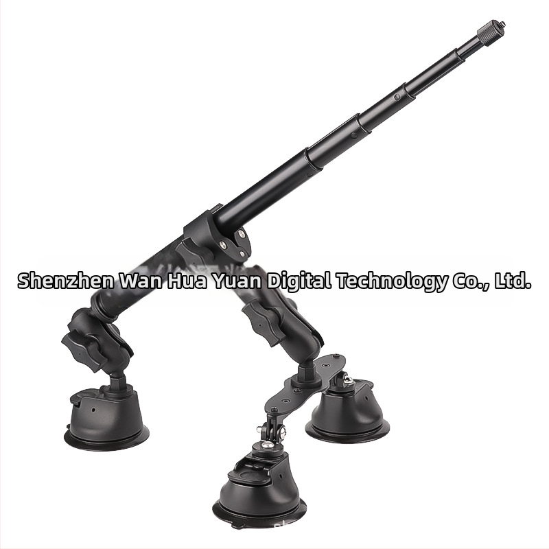 Automobilový držiak s vákuovým podstavcom a selfie tyčou, kompatibilný s Insta360 X3, GoPro a DJI Action — tretí pohľad