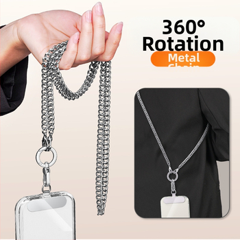 Lanyard pre mobilný telefón s kovovým remienkom a kovovou sponou, elektrolytický povrch, unisex, kovový klip