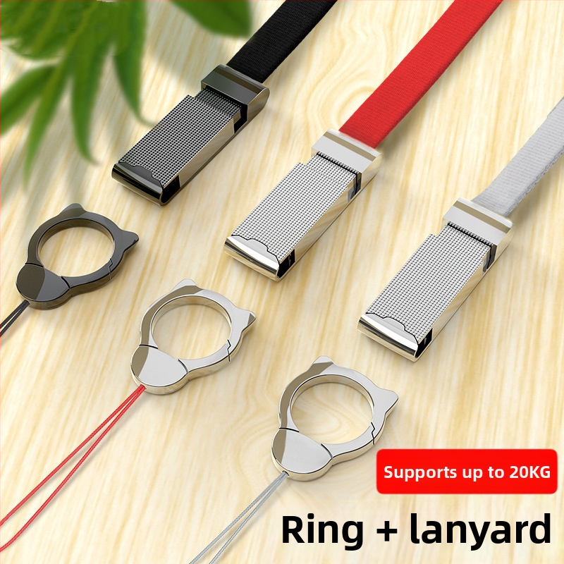 Унисекс ланярд за мобилен телефон с отделящ се нейлонов шнур, метален обков, електроплакиран метал и печатано лого