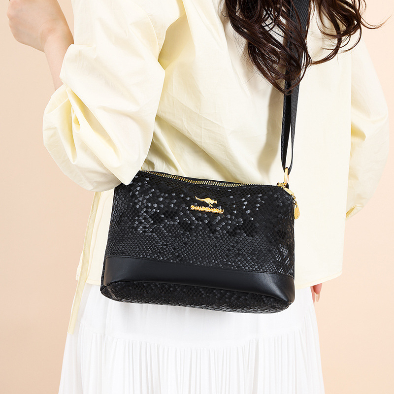 Ženska PU torba preko ramena za posao - horizontalni kvadratni oblik, zatvarač, poliester podstava, unutarnja džep za telefon