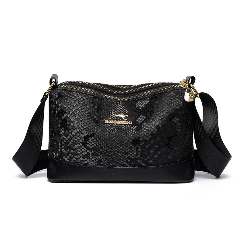 Ženska PU torba preko ramena za posao - horizontalni kvadratni oblik, zatvarač, poliester podstava, unutarnja džep za telefon