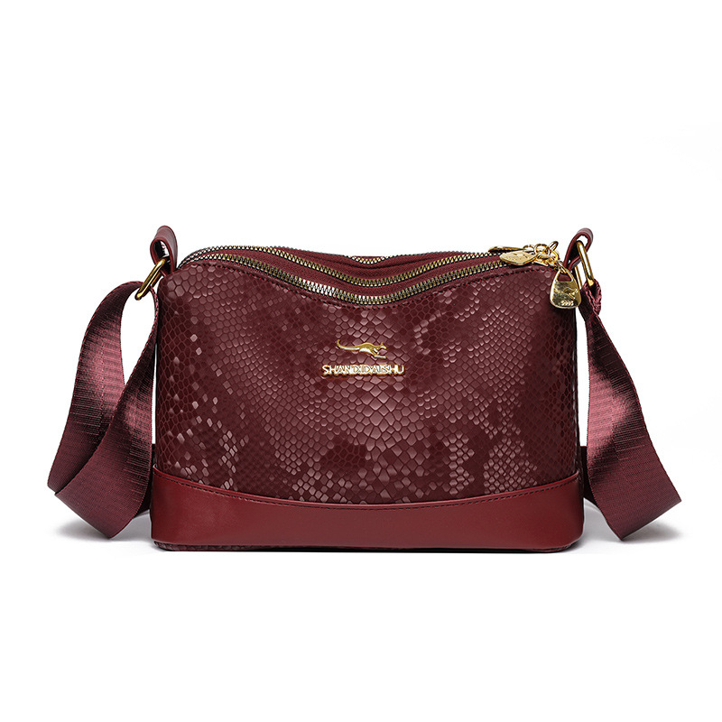 Ženska PU torba preko ramena za posao - horizontalni kvadratni oblik, zatvarač, poliester podstava, unutarnja džep za telefon