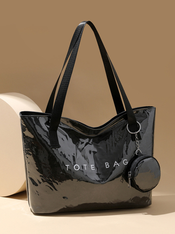 Tote torba u urbanom minimalističkom stilu, visoko kvalitetan materijal, vodoravni kvadratni oblik, zatvarač, poliester materijala