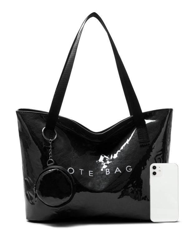 Tote torba u urbanom minimalističkom stilu, visoko kvalitetan materijal, vodoravni kvadratni oblik, zatvarač, poliester materijala