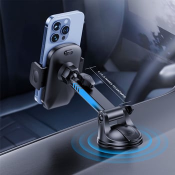 Автомобилен държач за монтиране с вакуумна присоска, антихлъзгаща глава с 17 топчета, 360° въртене и телескопичен прът