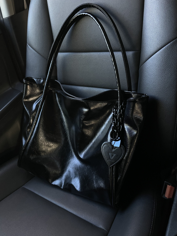 Mekana PU kožna tote torba s velikim kapacitetom, ležerni stil putovanja, oblik torbe za kupovinu, otvoreni vrh, poliester podstava, džep za mobitel