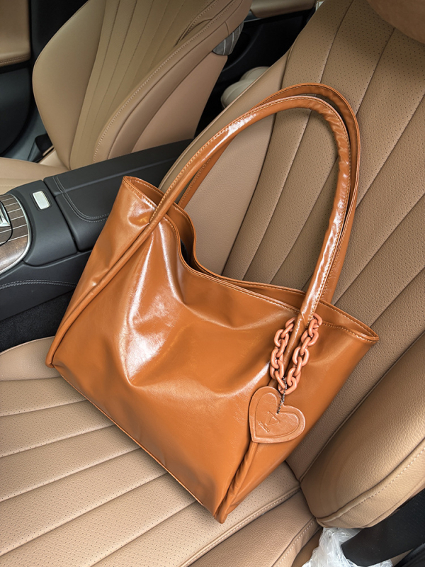 Mekana PU kožna tote torba s velikim kapacitetom, ležerni stil putovanja, oblik torbe za kupovinu, otvoreni vrh, poliester podstava, džep za mobitel