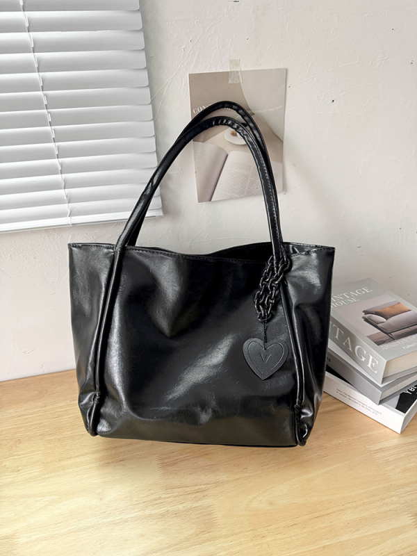 Mekana PU kožna tote torba s velikim kapacitetom, ležerni stil putovanja, oblik torbe za kupovinu, otvoreni vrh, poliester podstava, džep za mobitel