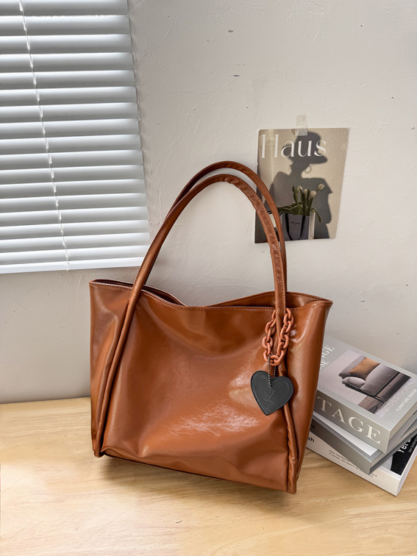 Mekana PU kožna tote torba s velikim kapacitetom, ležerni stil putovanja, oblik torbe za kupovinu, otvoreni vrh, poliester podstava, džep za mobitel