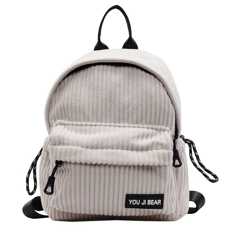 Mini ruksak u uličenom stilu, corduroy materijal, poliester podstava, zatvarač, trodimenzionalna vanjska torba