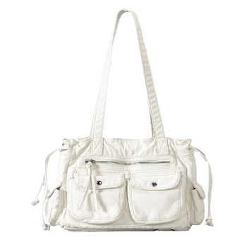 Geantă subraț PU, formă oriizontală pătrată, închidere cu bandă, buzunar pentru telefon în interior, cu strat interior