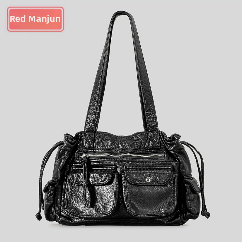 Geantă subraț PU, formă oriizontală pătrată, închidere cu bandă, buzunar pentru telefon în interior, cu strat interior