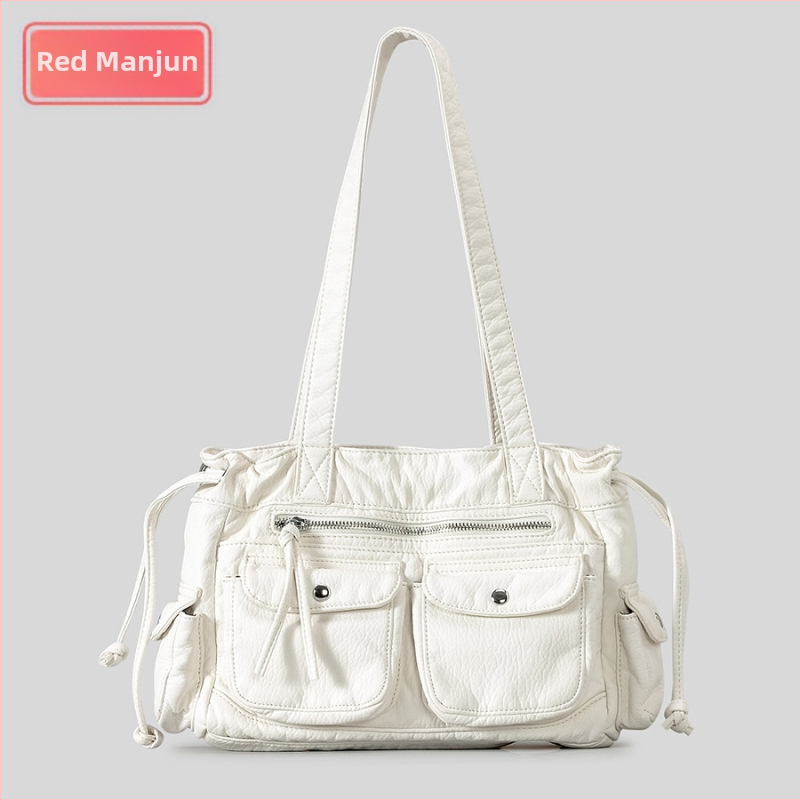 Geantă subraț PU, formă oriizontală pătrată, închidere cu bandă, buzunar pentru telefon în interior, cu strat interior