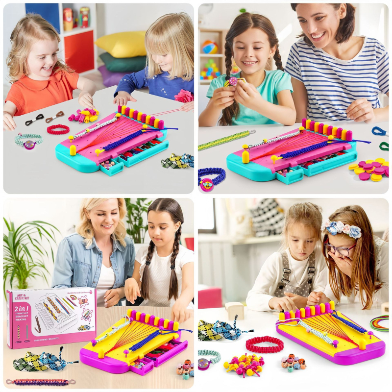 Σετ υφαντών βραχιολιών – πλαστικό, συσκευασία σε κουτί, κατάλληλο για παιδιά 4–6 ετών, αναπτύσσει όραση, συντονισμό ματιού-χεριού, διαδραστική μάθηση και επικοινωνία γονέα-παιδιού