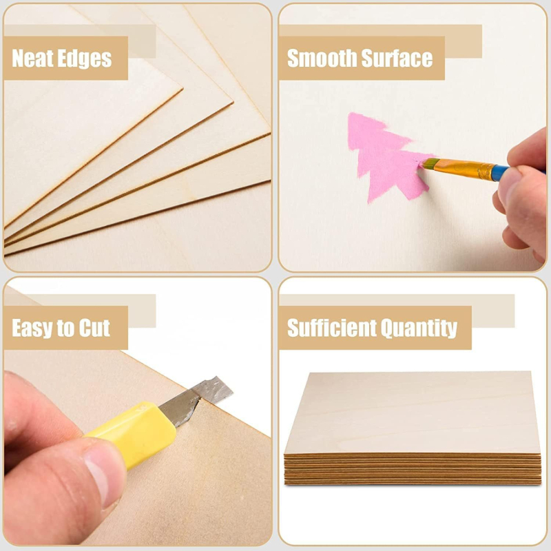 Lazerno izrezana prazna drvena ploča od boxwood-a za DIY grafite i kućnu dekoraciju, debljina 2 mm, moderni jednostavan stil