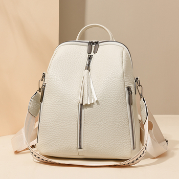 Ženski PU kožni ruksak za putovanje - velik kapacitet, zatvaranje na zip, unutrašnja organizacija (pretinac za telefon, pretinac za ID)