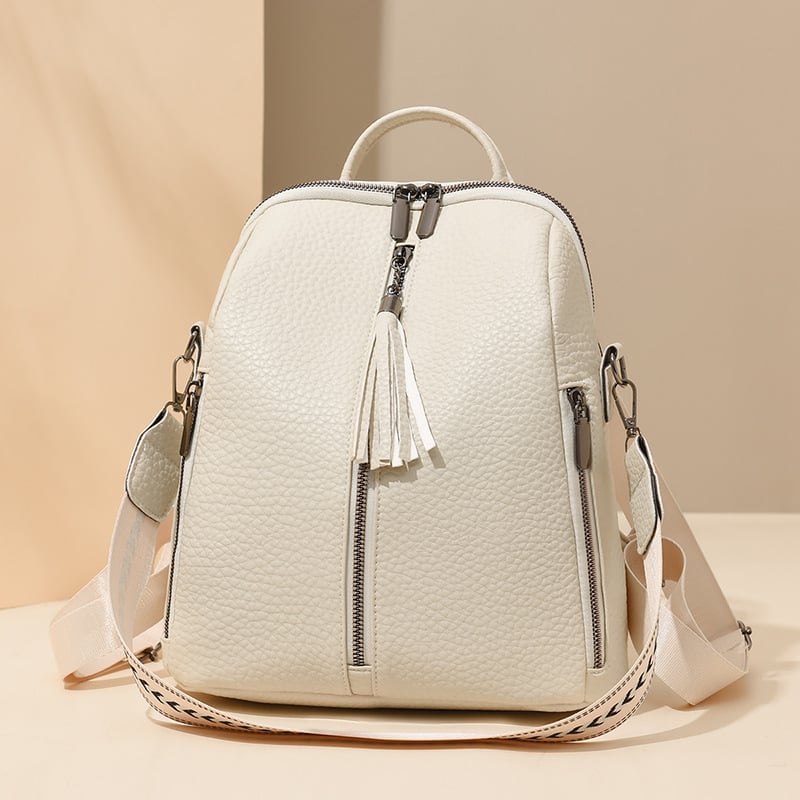 Ženski PU kožni ruksak za putovanje - velik kapacitet, zatvaranje na zip, unutrašnja organizacija (pretinac za telefon, pretinac za ID)