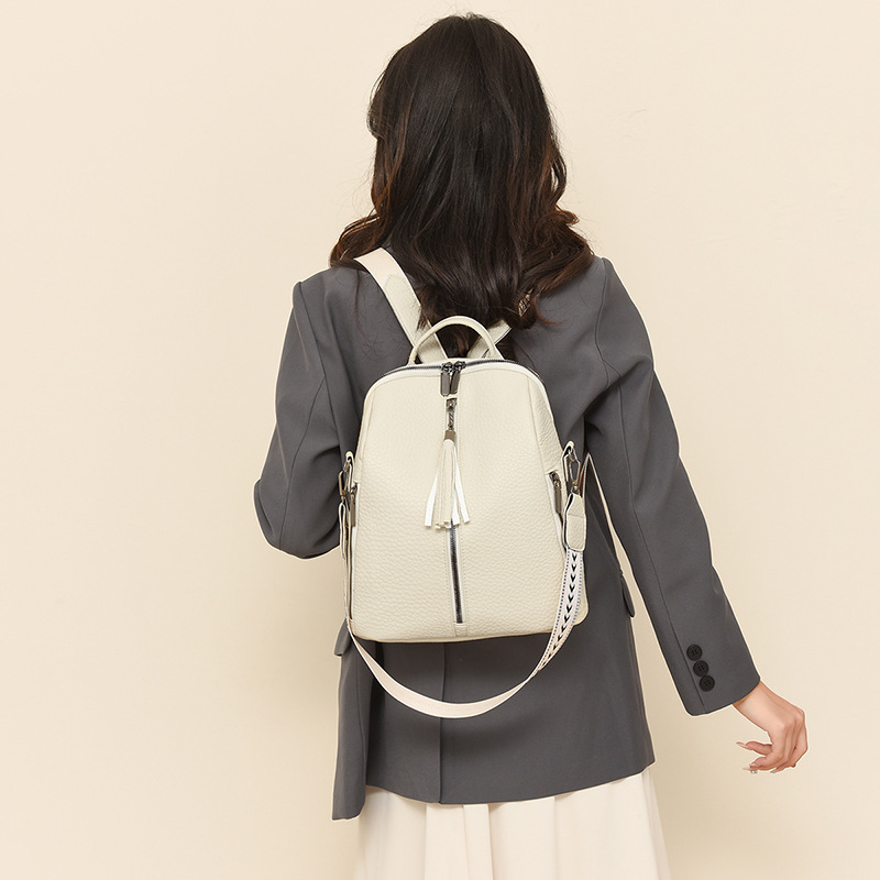 Ženski PU kožni ruksak za putovanje - velik kapacitet, zatvaranje na zip, unutrašnja organizacija (pretinac za telefon, pretinac za ID)