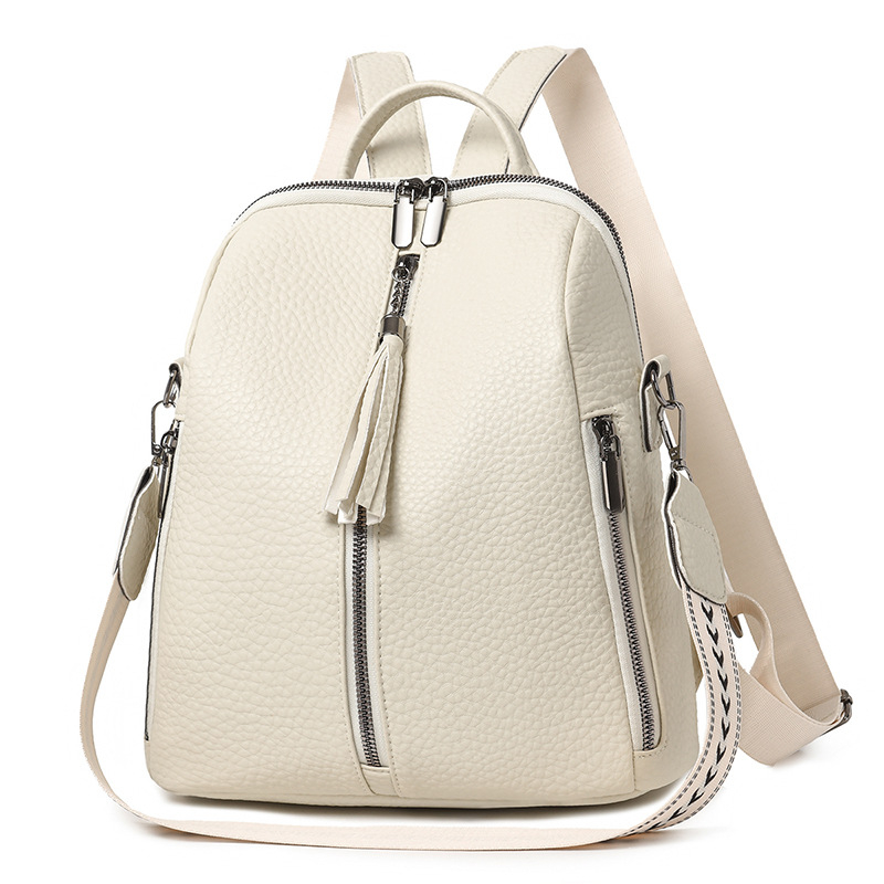 Ženski PU kožni ruksak za putovanje - velik kapacitet, zatvaranje na zip, unutrašnja organizacija (pretinac za telefon, pretinac za ID)