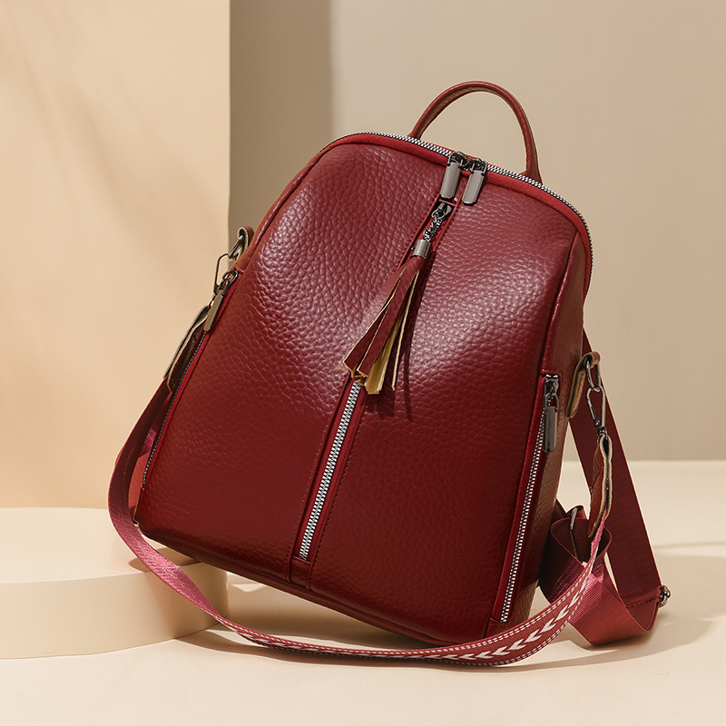Ženski PU kožni ruksak za putovanje - velik kapacitet, zatvaranje na zip, unutrašnja organizacija (pretinac za telefon, pretinac za ID)