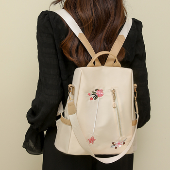 Ruksak s etničkim 3D vezom, Oxford platno, vodootporan, s unutarnjim džepovima i unutarnjim slojem, zatvaranje na zip