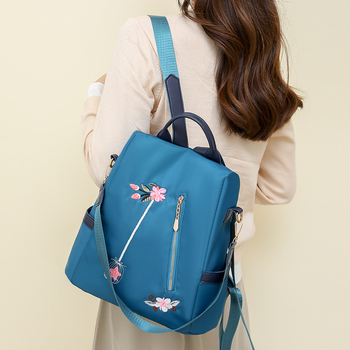 Ruksak s etničkim 3D vezom, Oxford platno, vodootporan, s unutarnjim džepovima i unutarnjim slojem, zatvaranje na zip