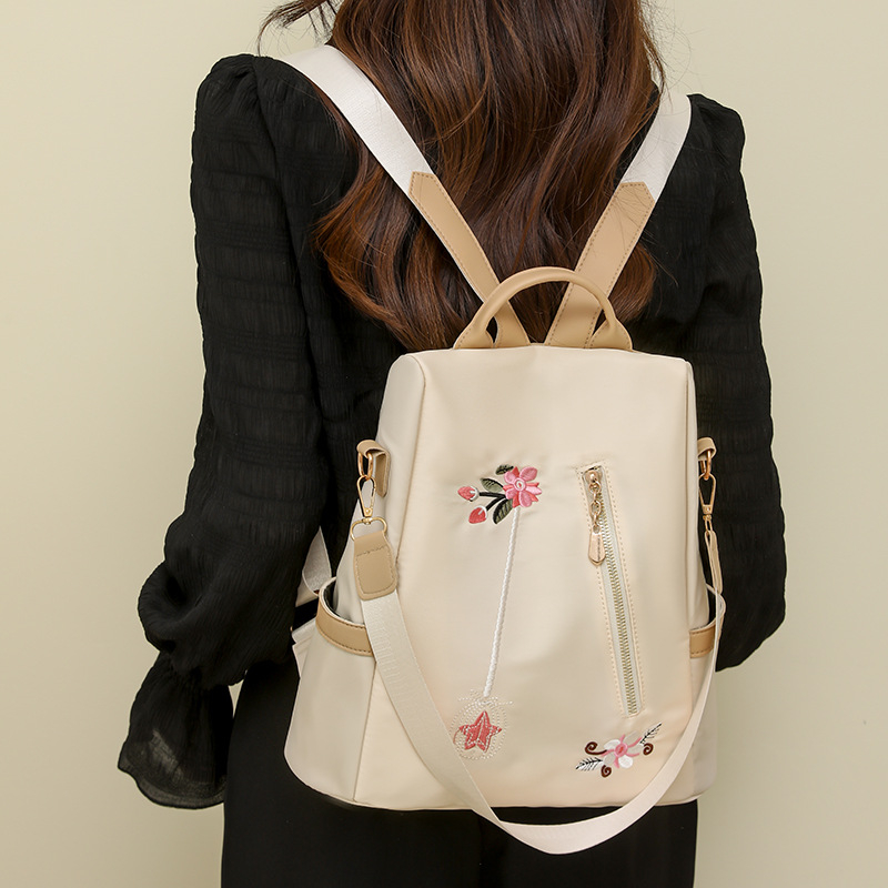 Ruksak s etničkim 3D vezom, Oxford platno, vodootporan, s unutarnjim džepovima i unutarnjim slojem, zatvaranje na zip