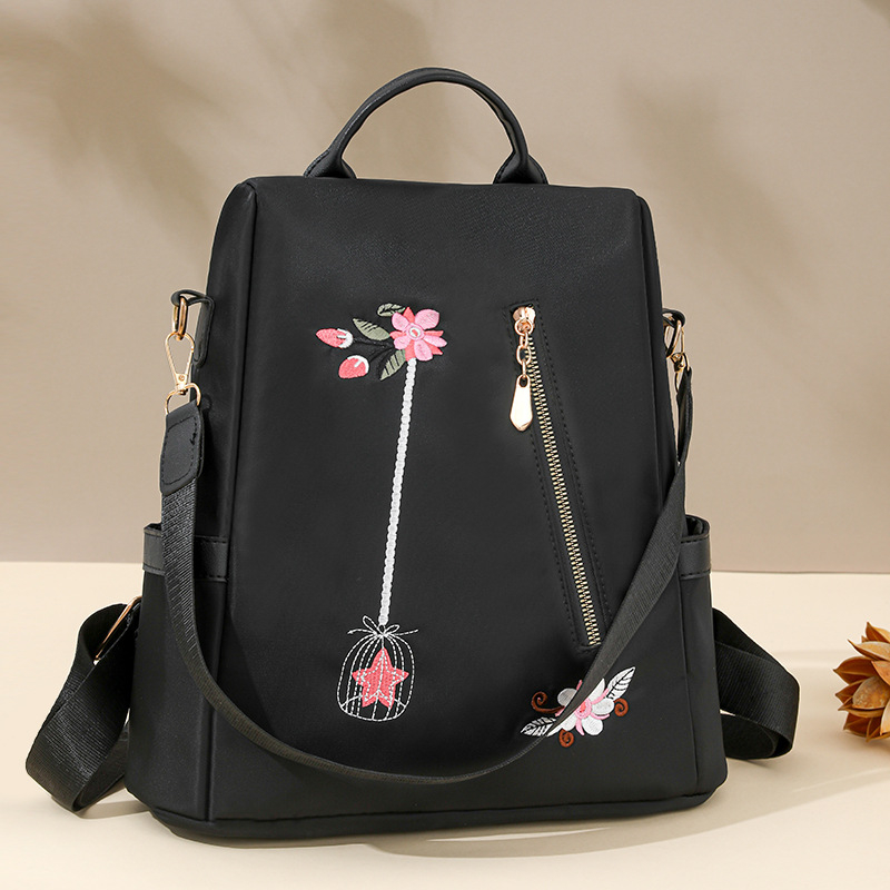 Ruksak s etničkim 3D vezom, Oxford platno, vodootporan, s unutarnjim džepovima i unutarnjim slojem, zatvaranje na zip