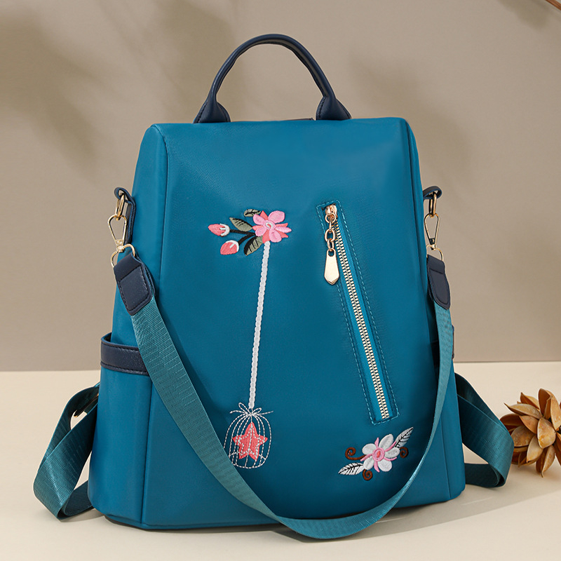 Ruksak s etničkim 3D vezom, Oxford platno, vodootporan, s unutarnjim džepovima i unutarnjim slojem, zatvaranje na zip