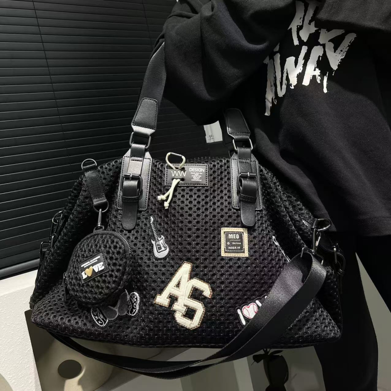 Ženska nylon tote torba, horizontalnog kvadratnog oblika, zatvarač, podstava od poliestera i pamuka