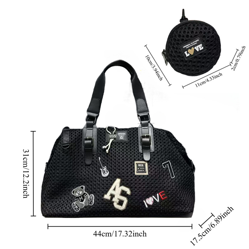 Ženska nylon tote torba, horizontalnog kvadratnog oblika, zatvarač, podstava od poliestera i pamuka