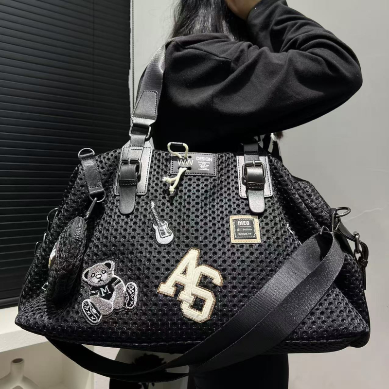 Ženska nylon tote torba, horizontalnog kvadratnog oblika, zatvarač, podstava od poliestera i pamuka