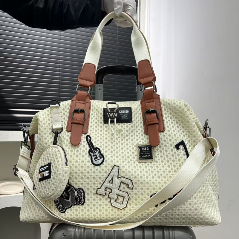 Ženska nylon tote torba, horizontalnog kvadratnog oblika, zatvarač, podstava od poliestera i pamuka