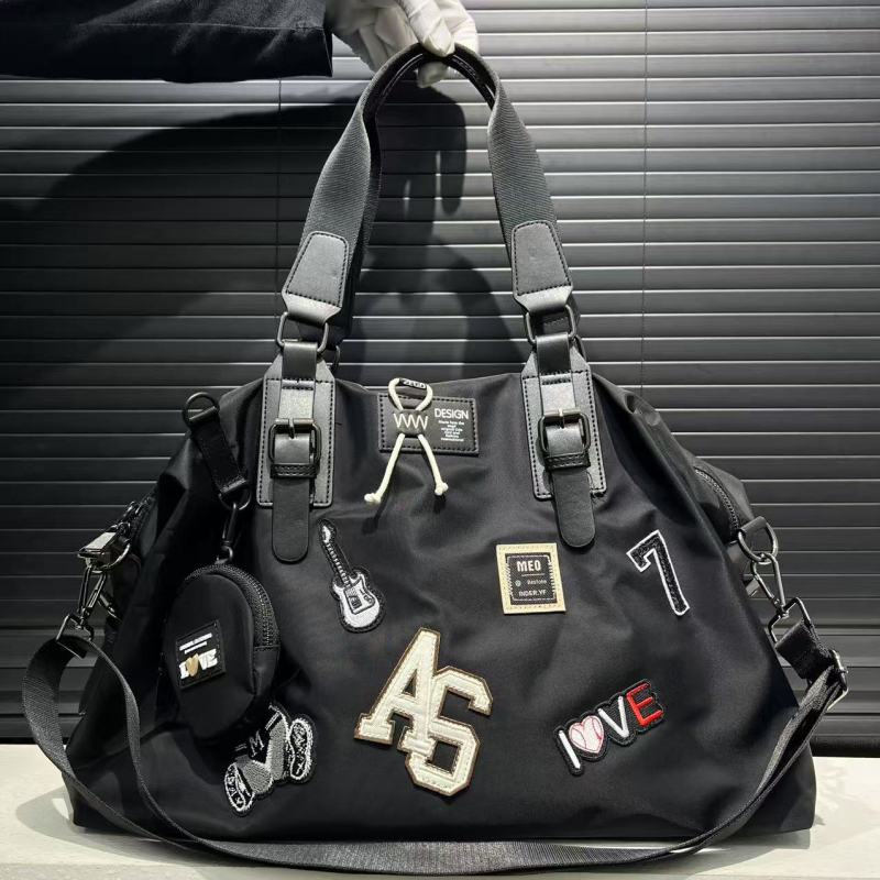 Ženska nylon tote torba, horizontalnog kvadratnog oblika, zatvarač, podstava od poliestera i pamuka