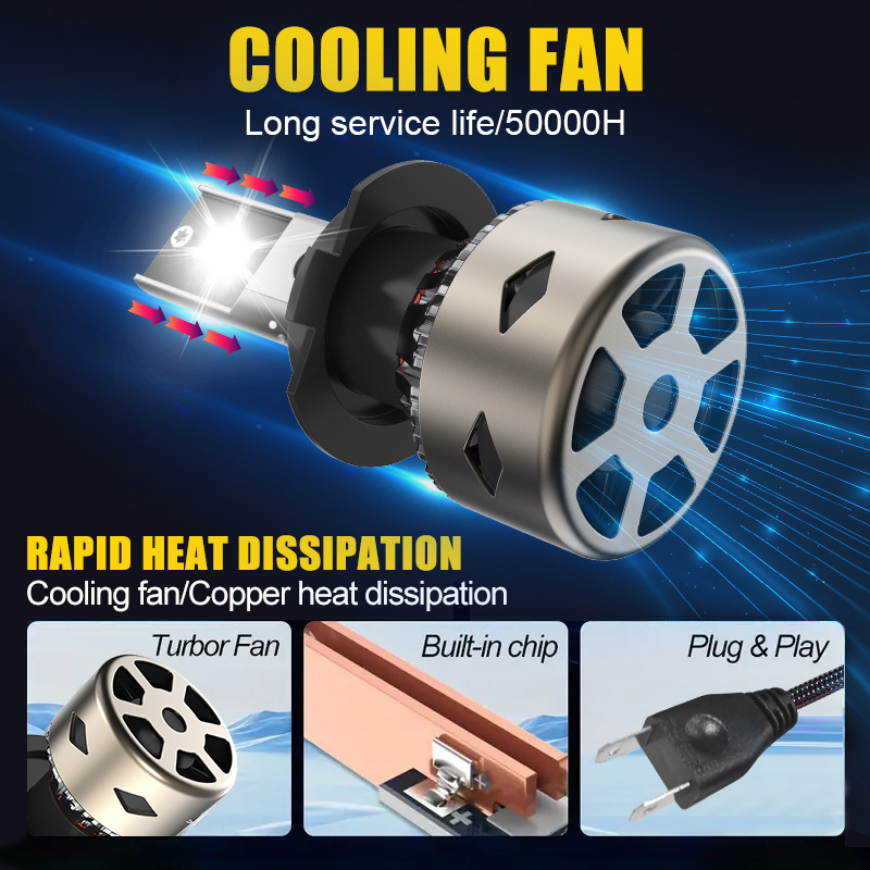 Bec LED pentru farul automobilului, compatibil H7/H11/H4/H1, 35W 12V 5500LM IP68 50000H