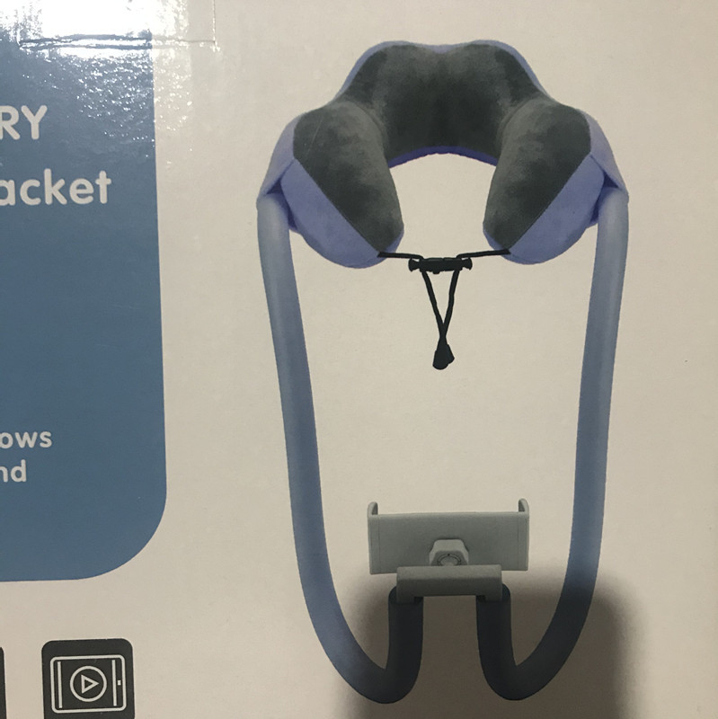 Masaj pentru gât în formă de U cu pernă de masaj și suport pentru telefon, 4 capete de masaj, terapie cu infraroșu, masaj cu vibrații, model JM-168, reîncărcabil