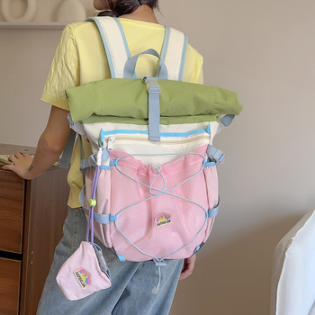 Γυναικείο Νάιλον Σακίδιο Πλάτης, Αεριζόμενος Σχεδιασμός, Καμπυλωτοί Ιμάντες Ώμων, Εσωτερική Επένδυση Πολυεστέρα, Για Σχολική Χρήση — Καλοκαίρι 2025