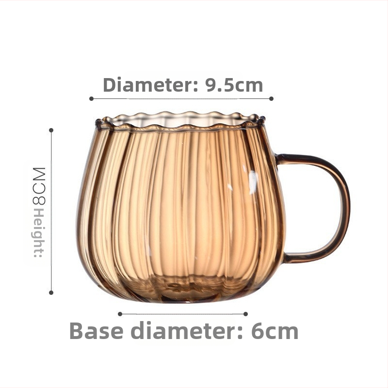 Pohár na vodu v japonskom štýle s motívom lupienkov, široké hrdlo, jednovrstvé borosilikátové sklo, s držadlom