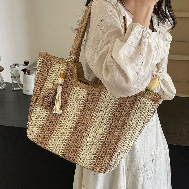 PU tote torba s pletenom teksturom, zatvarač, podstava od najlona, uspravni kvadratni oblik, dvostruke naramenice