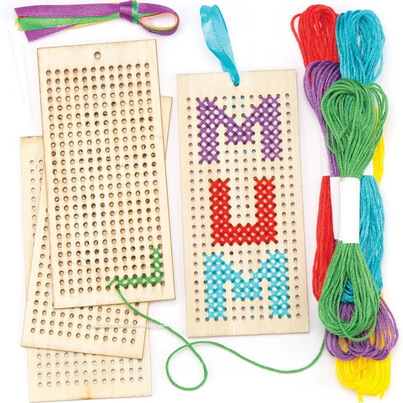 DIY Drveni set za knjižne oznake s križnim bodom, Boxwood, moderni minimalistički stil, za kućnu uporabu