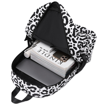 Σχολική τσάντα πλάτης με λεοπάρδαλη εκτύπωση, μοντέλο 2281-3, νάιλον, αντοχή στη φθορά και μείωση βάρους