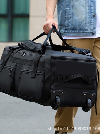 Τσαντα ταξιδιού με ρόδες από Oxford ύφασμα, Unisex — Διαπνέουσα, Αδιάβροχη, Ανθεκτική στην φθορά; Εσωτερική επένδυση: Πολυεστέρας (Υλικό: Oxford ύφασμα; Εσωτερικό: Πολυεστέρας; Λειτουργίες: Διαπνοή, Αδιάβροχη, Ανθεκτική στην φθορά; Στυλ: Αναψυχής ταξιδιού;