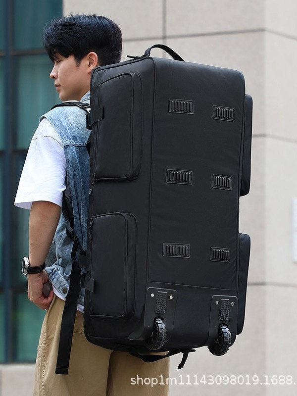 Чанта за пътуване с колела от Oxford плат, унисекс – дишаща, водоустойчива и износоустойчива; подплата: полиестер (Материал: Oxford плат; Подплата: полиестер; Функции: дишаща, водоустойчива, износоустойчива; Стил: свободно пътуване; Унисекс)