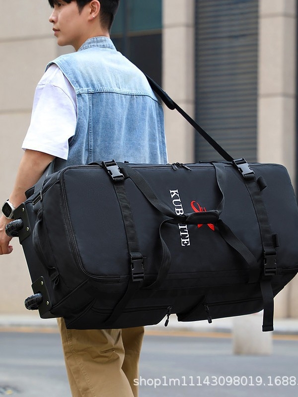 Чанта за пътуване с колела от Oxford плат, унисекс – дишаща, водоустойчива и износоустойчива; подплата: полиестер (Материал: Oxford плат; Подплата: полиестер; Функции: дишаща, водоустойчива, износоустойчива; Стил: свободно пътуване; Унисекс)