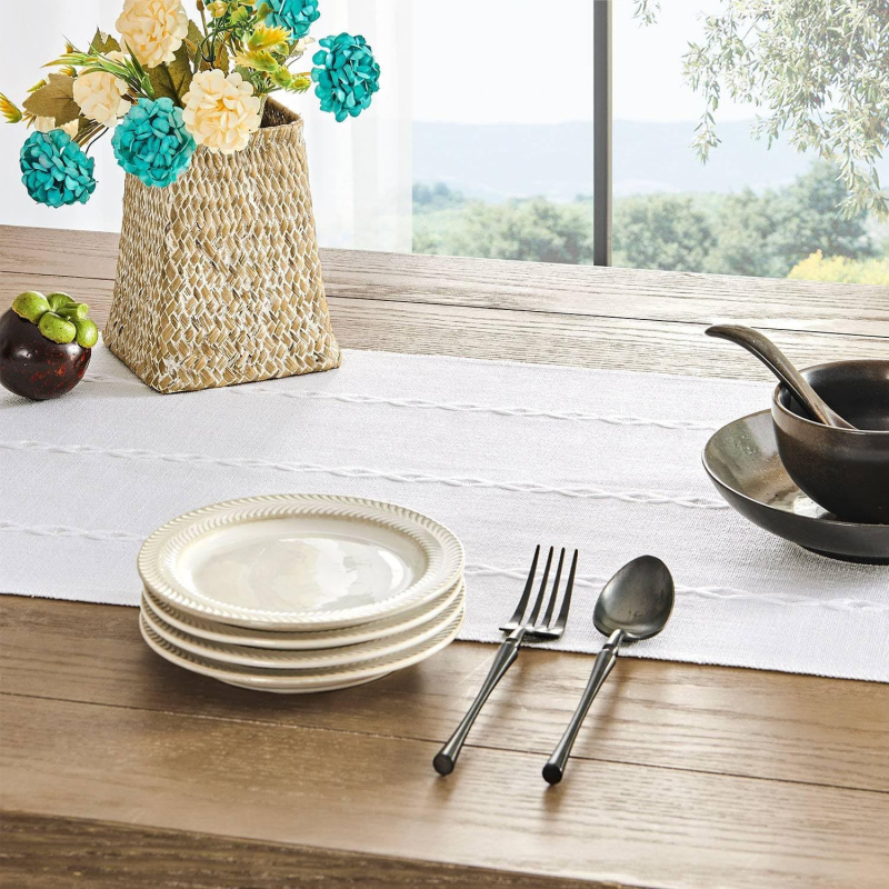 Šiaurės stiliaus rankų darbo stalo padėklas su kutais, poliesterio audinys, dryžinis raštas