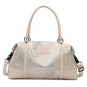 Damska putna torba za kratka putovanja, 20–35L, Oxford platno, otporno na habanje s podjelom suho/mokro, podstava od poliestera, cvjetni uzorak, gradski stil