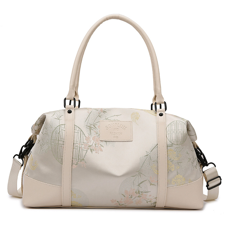 Damska putna torba za kratka putovanja, 20–35L, Oxford platno, otporno na habanje s podjelom suho/mokro, podstava od poliestera, cvjetni uzorak, gradski stil